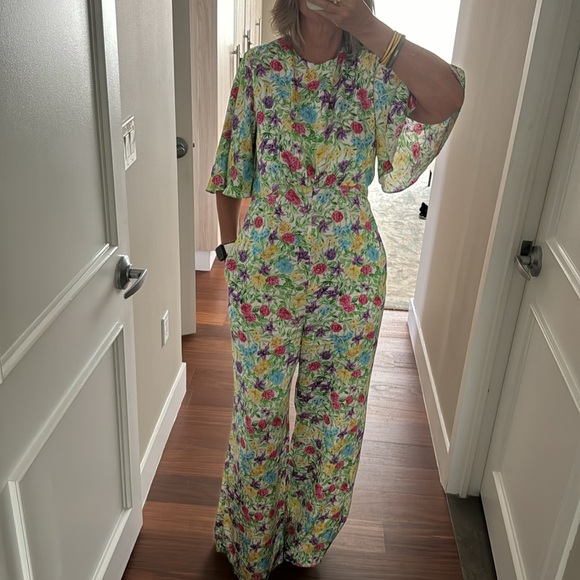 Les Riveries floral print open back silk jumpsuit 10 - Picture 3 of 10